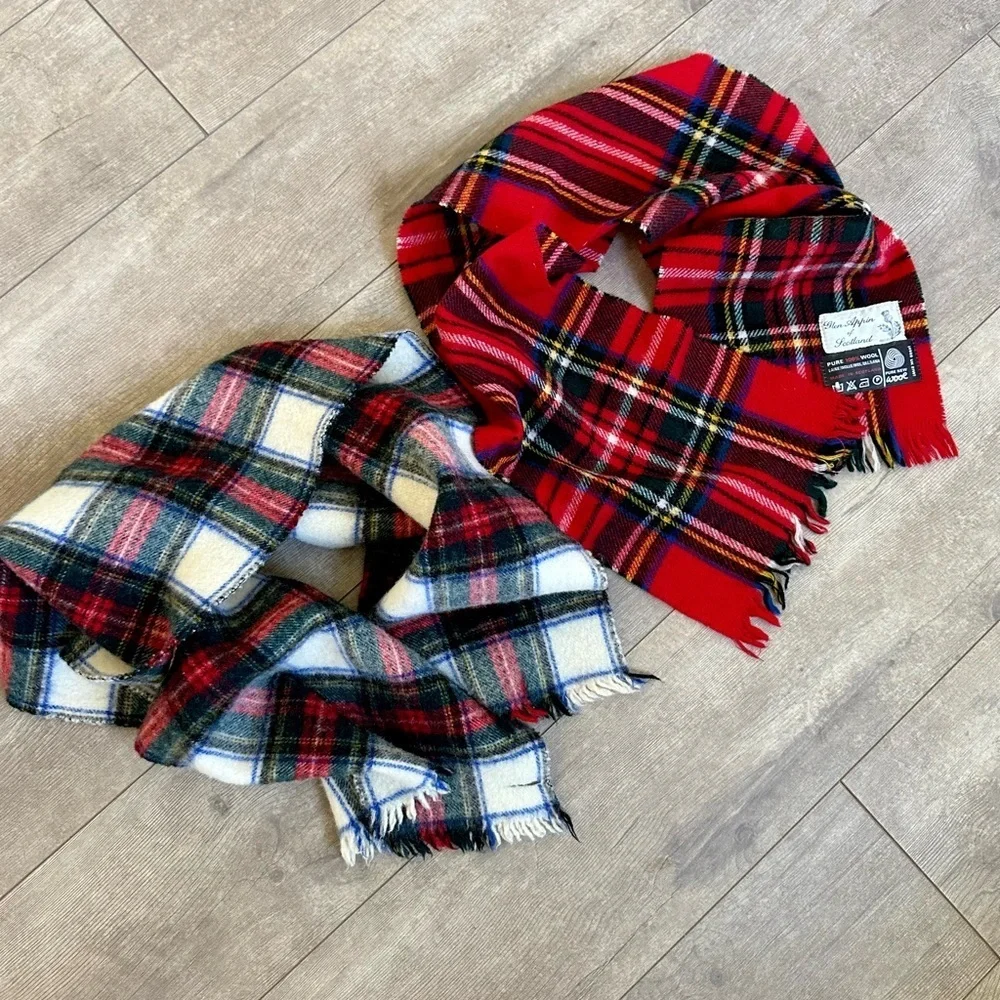 Beautiful vintage wool plaid winter scarves Glenn Appin of Scottland & Unknown